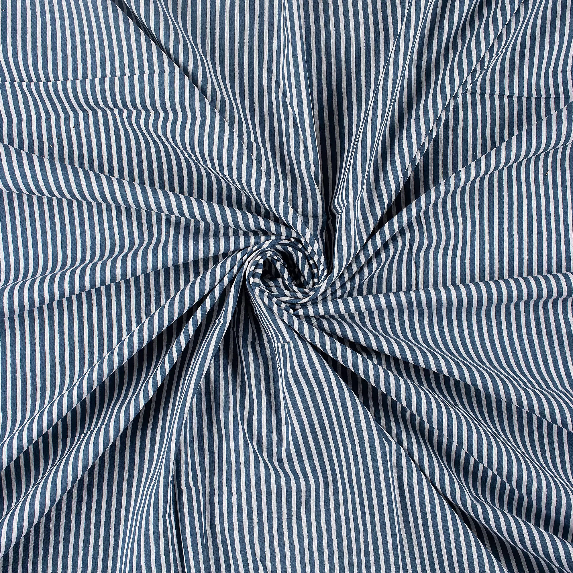 Stripe Block Printed Cotton Discharge Fabric for Dress Material