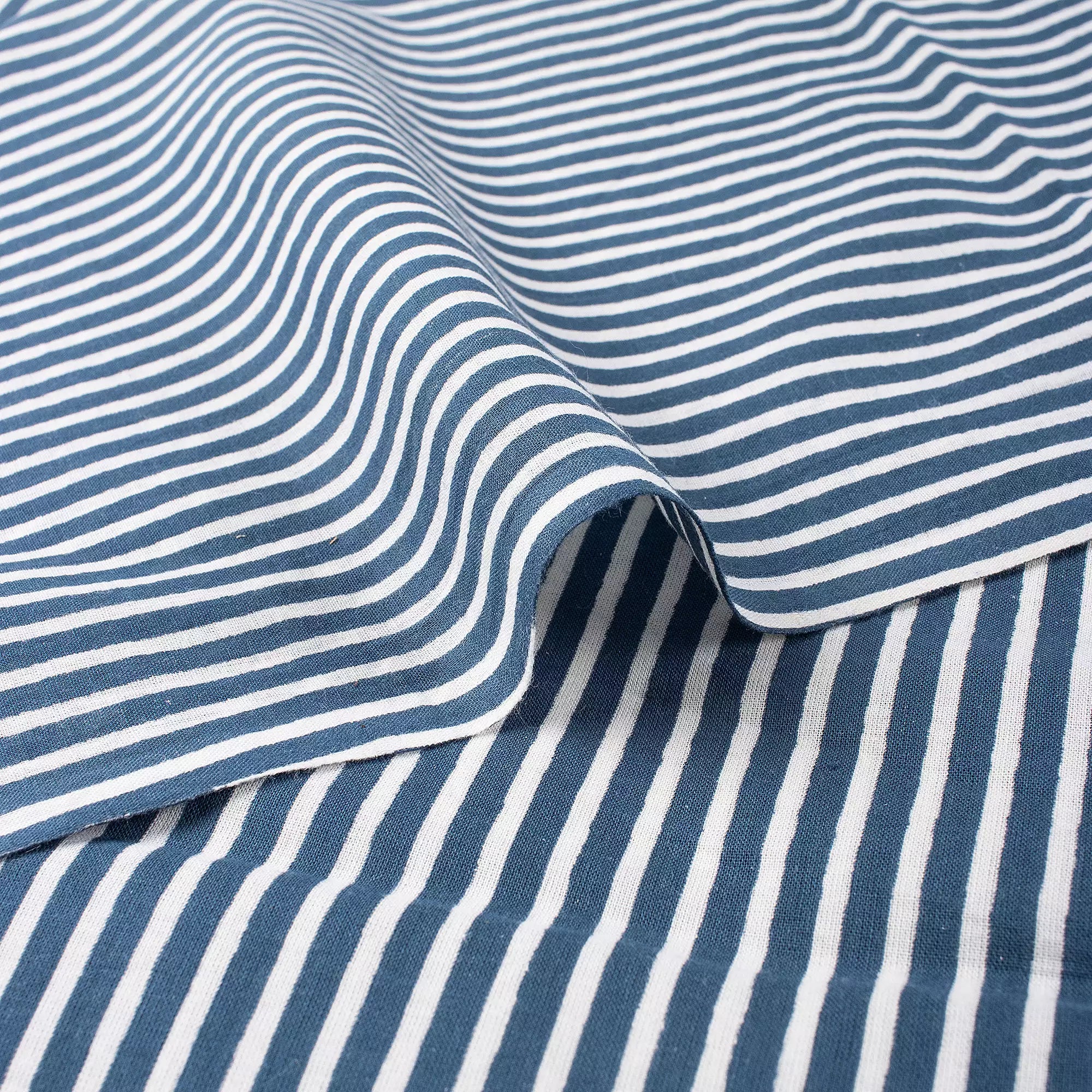Stripe Block Printed Cotton Discharge Fabric for Dress Material
