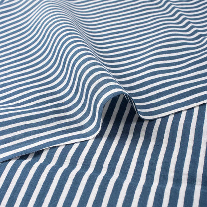 Stripe Block Printed Cotton Discharge Fabric for Dress Material