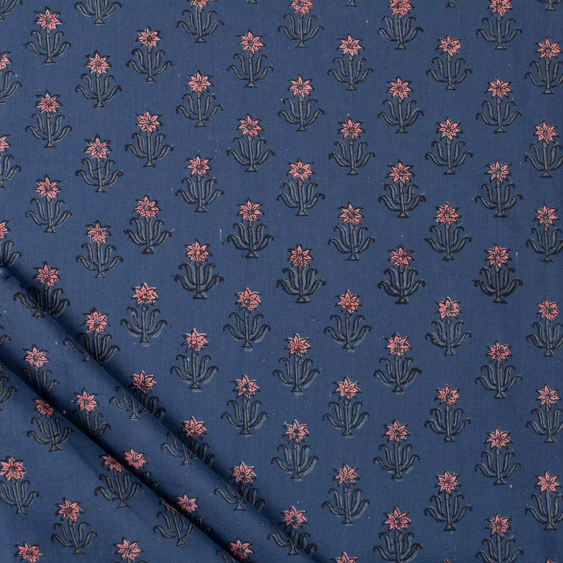 Blue Floral Printed Discharge Cloting Fabric