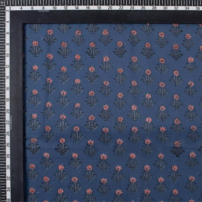 Blue Floral Printed Discharge Cloting Fabric