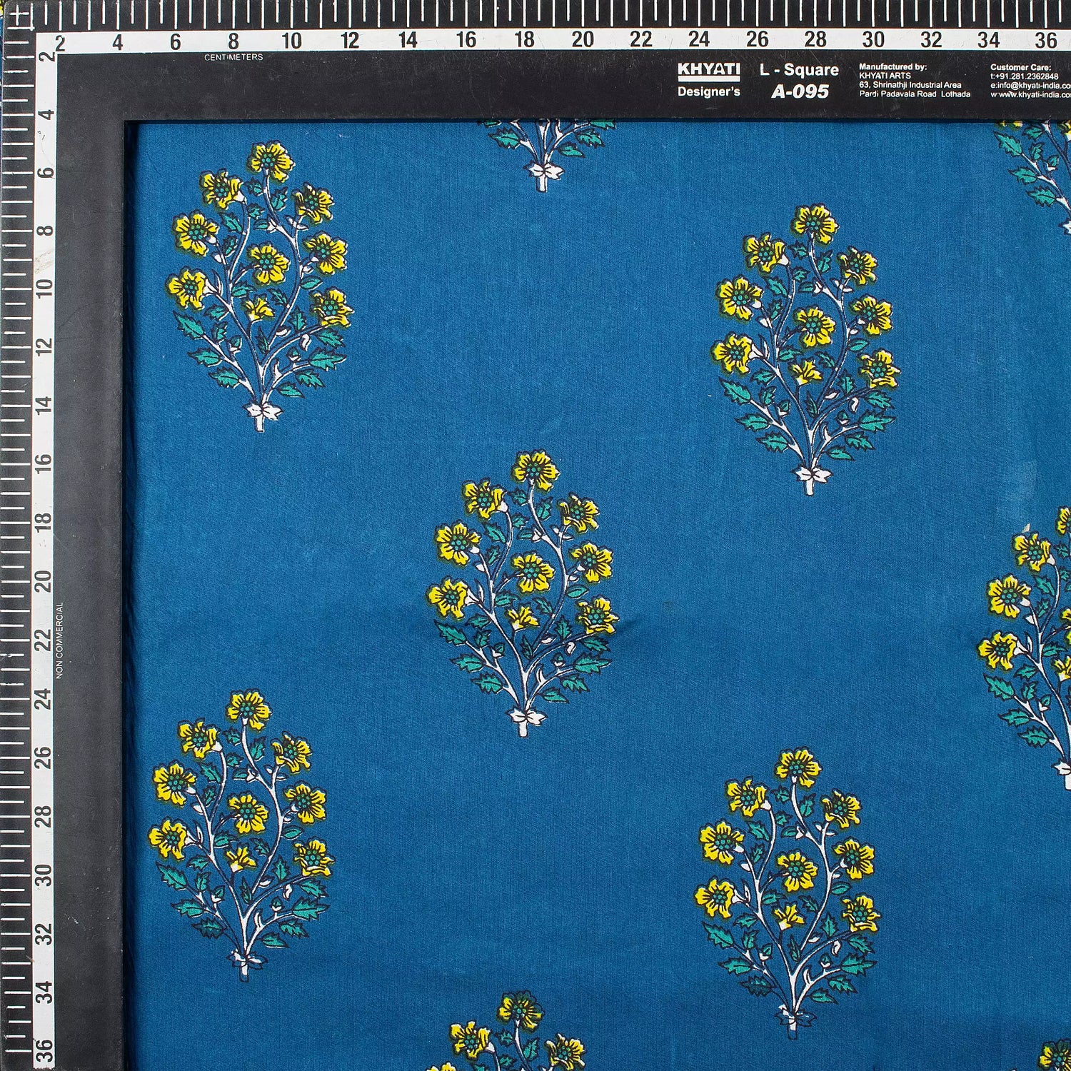 Sky Blue Hand Block Printed Discharge Fabric