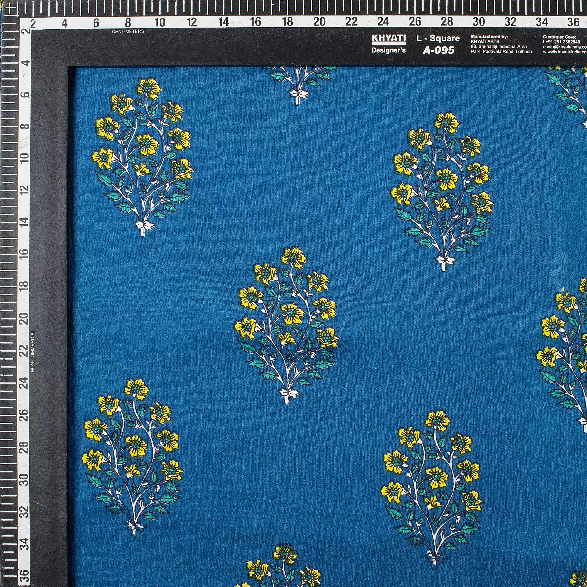 Sky Blue Hand Block Printed Discharge Fabric