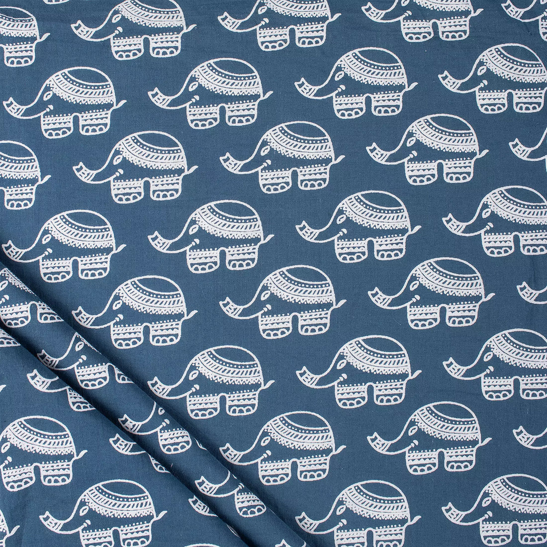 Elephant Printed Cotton Discharge Fabric for Clothing