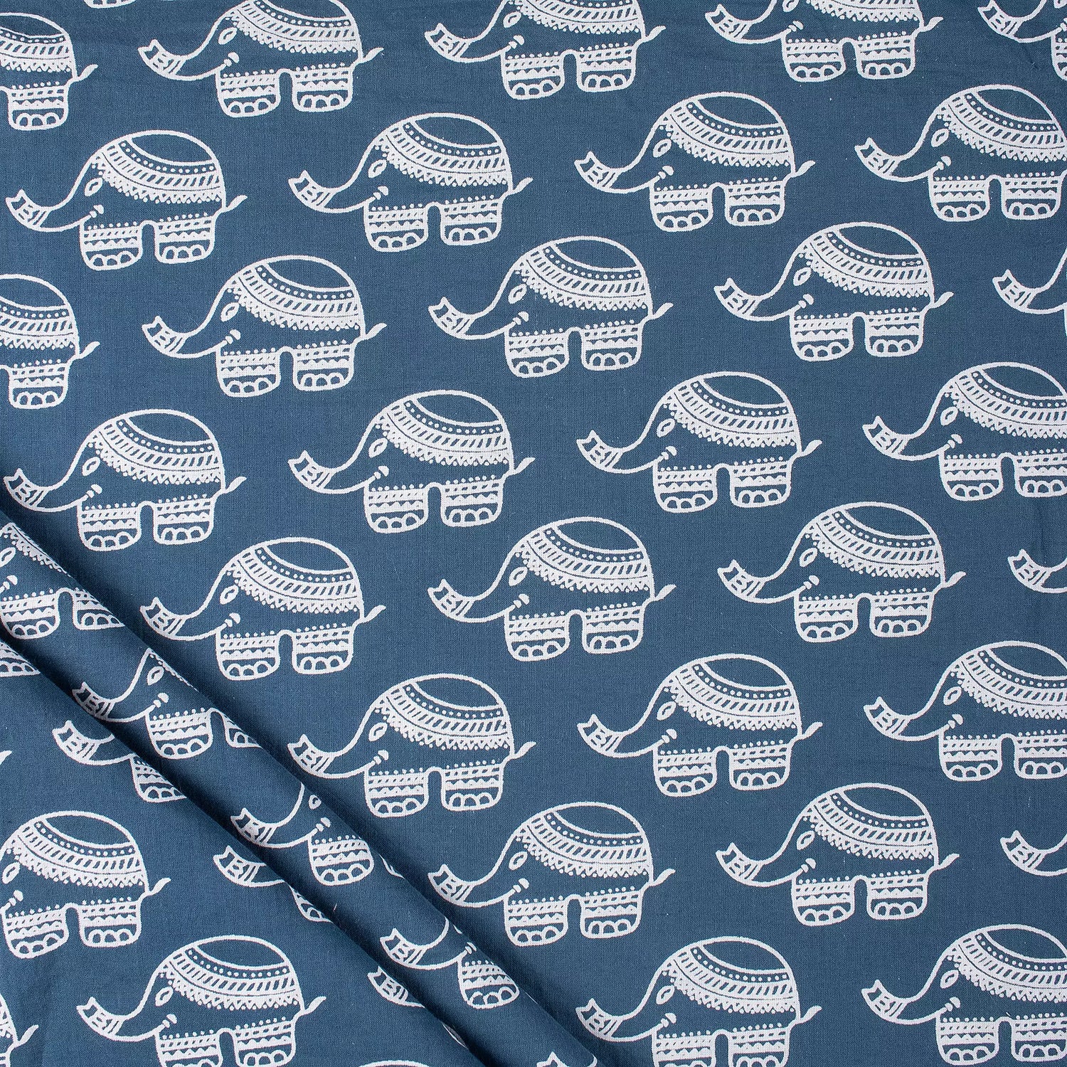 Elephant Printed Cotton Discharge Fabric for Clothing