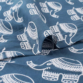 Elephant Printed Cotton Discharge Fabric for Clothing