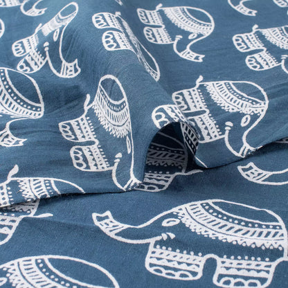 Elephant Printed Cotton Discharge Fabric for Clothing