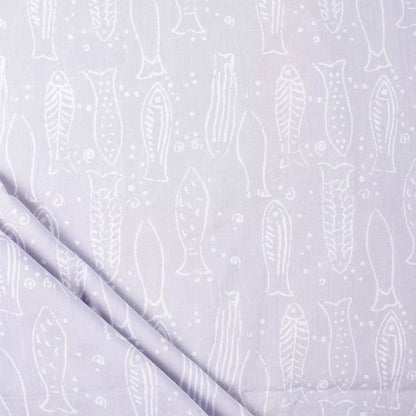  Fish Hand Block Printed Discharge Cotton Fabric Online