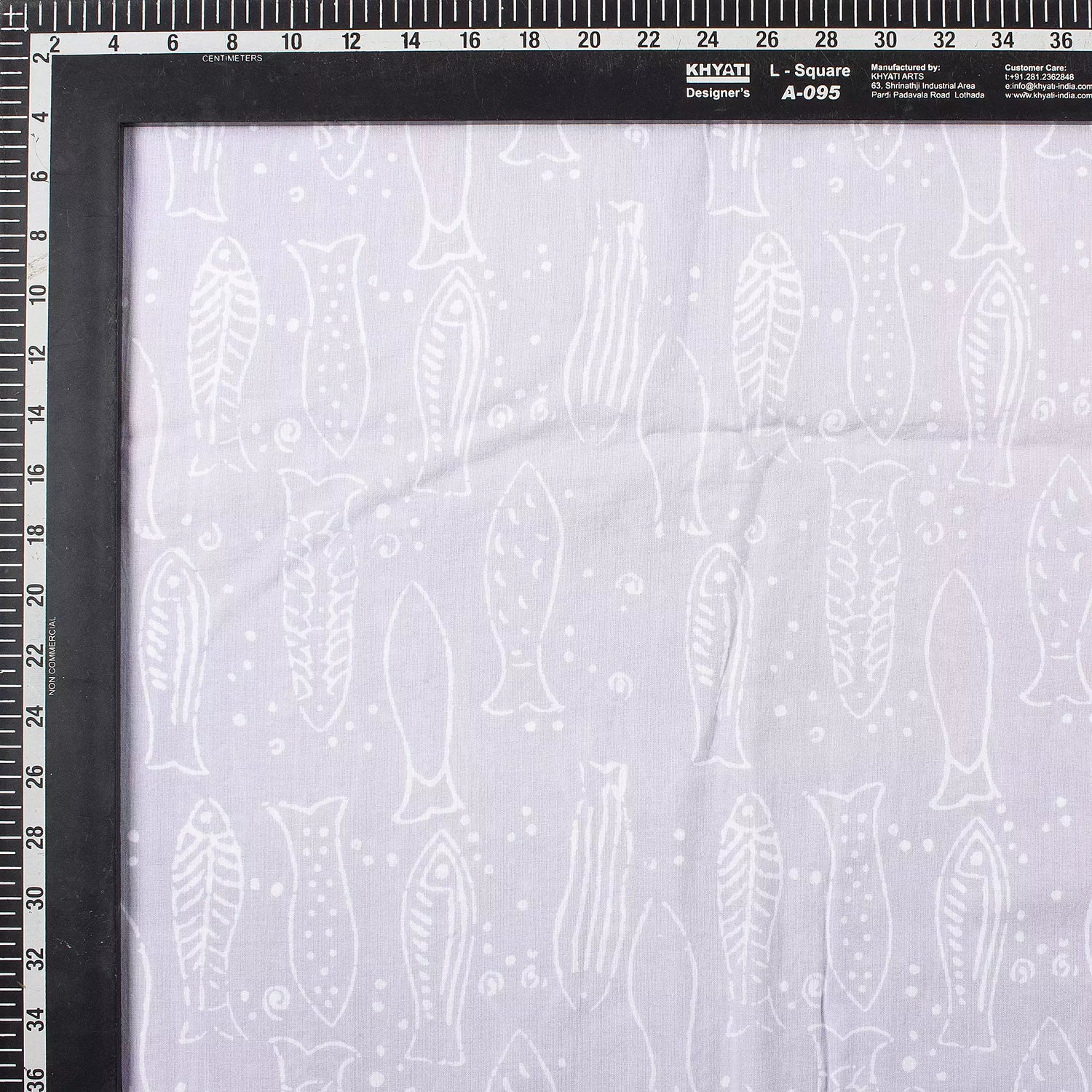 Fish Hand Block Printed Discharge Cotton Fabric