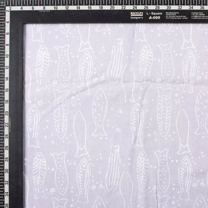 Fish Hand Block Printed Discharge Cotton Fabric