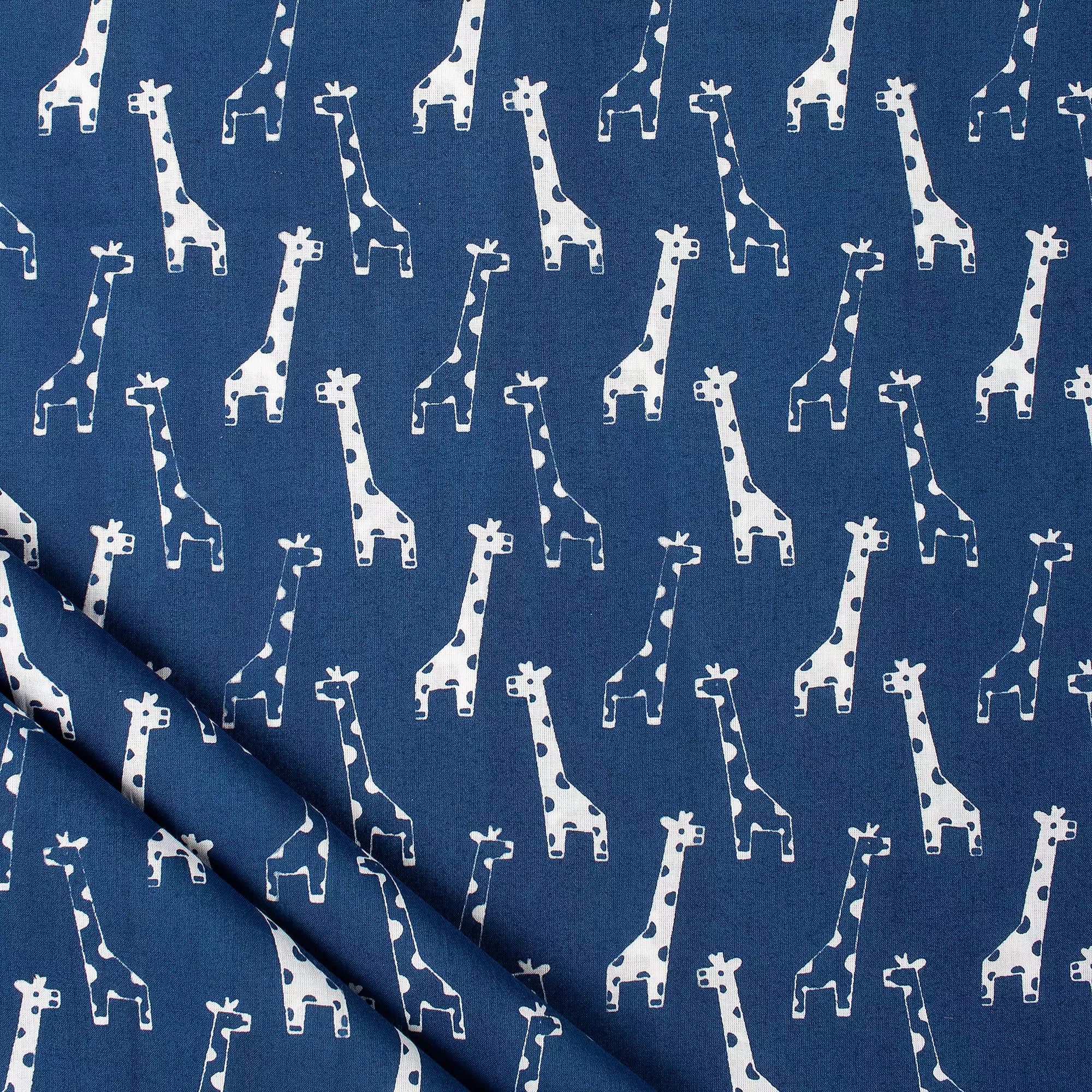 Hand Block Giraffe Print Discharge Fabric