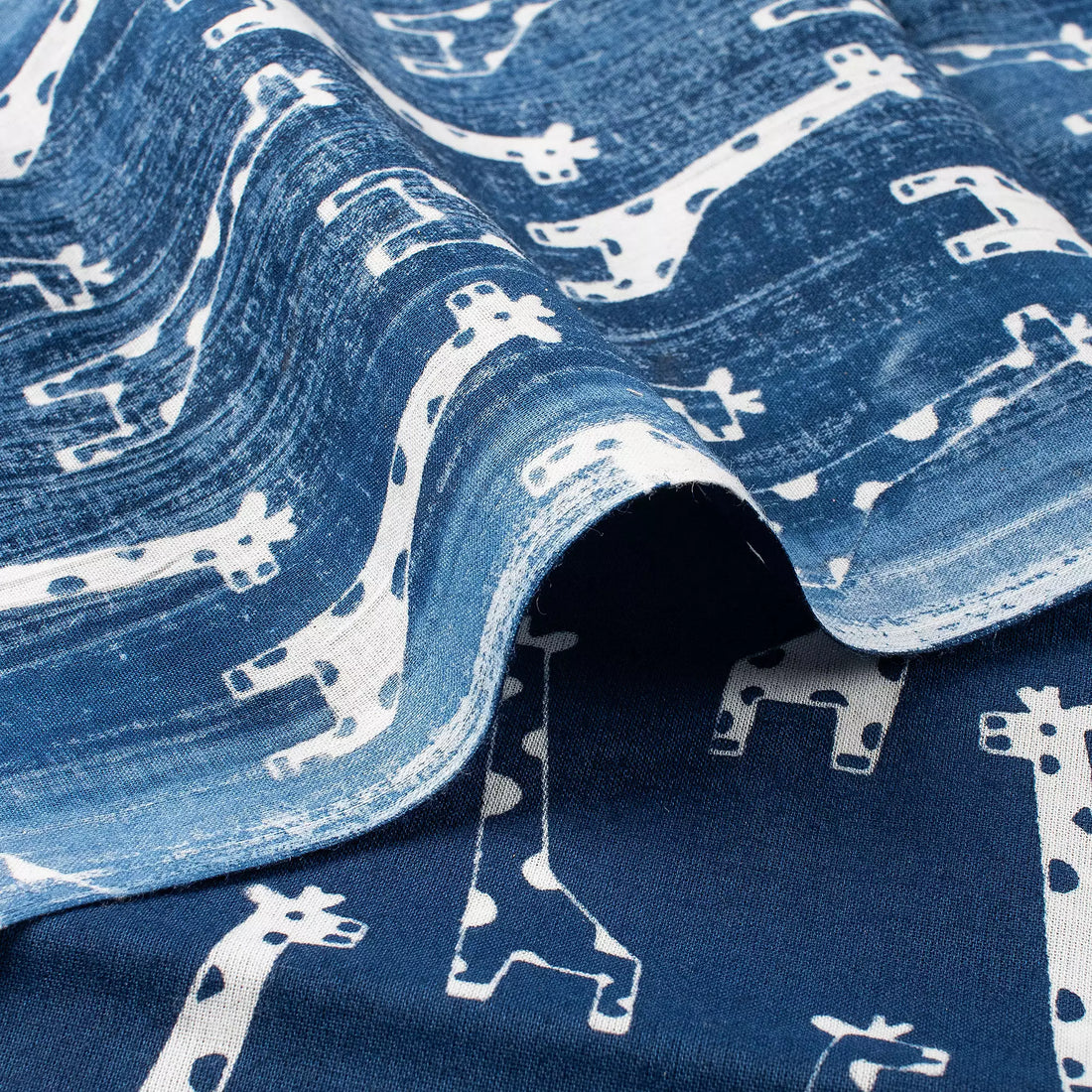 Hand Block Giraffe Print Discharge Fabric