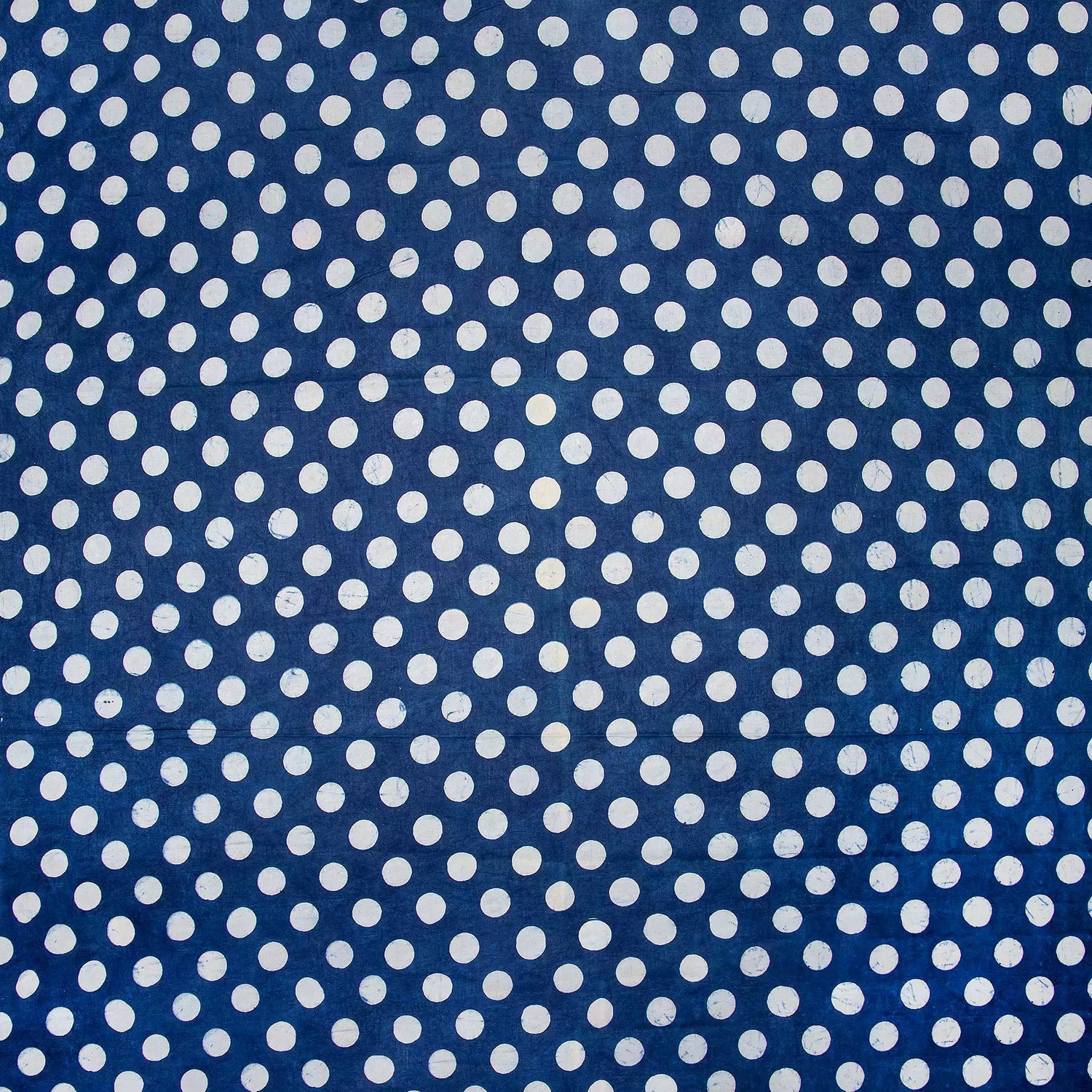 Indigo Blue Polka Dots Hand Block Printed Discharge Fabric