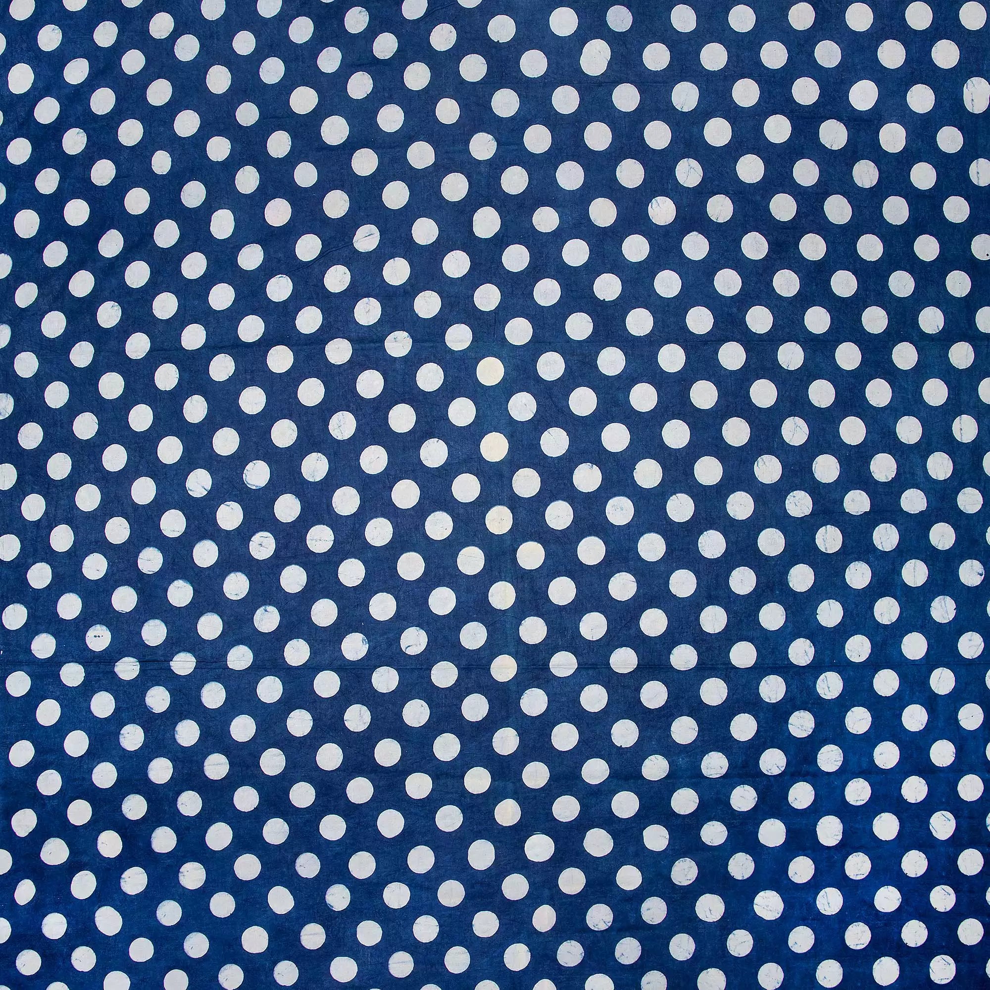 Indigo Blue Polka Dots Hand Block Printed Discharge Fabric