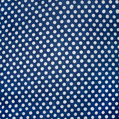 Indigo Blue Polka Dots Hand Block Printed Discharge Fabric