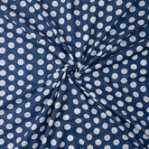 Indigo Blue Polka Dots Hand Block Printed Discharge Fabric