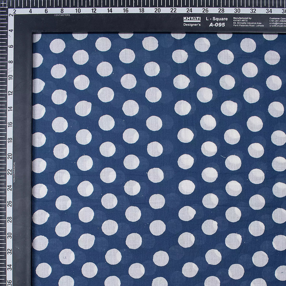 Indigo Blue Polka Dots Hand Block Printed Discharge Fabric