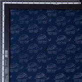 Premium Dark Blue Elephant Printed Discharge Fabric