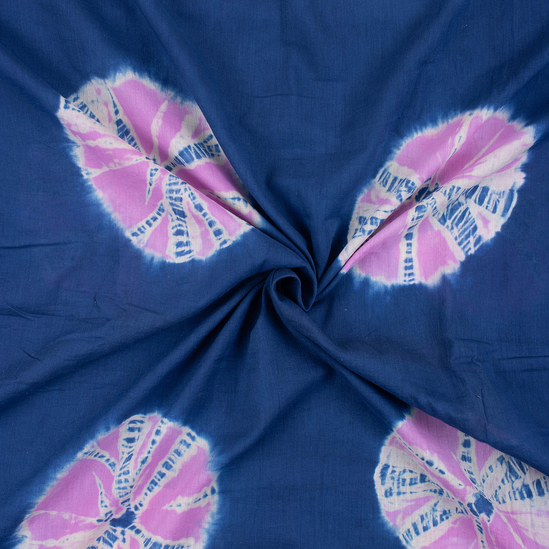 Blue Hand Tie Dyed Pure Cotton Fabric Online