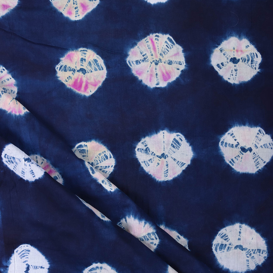 Indian Tie Dye Blue Running Fabric for Kurti
