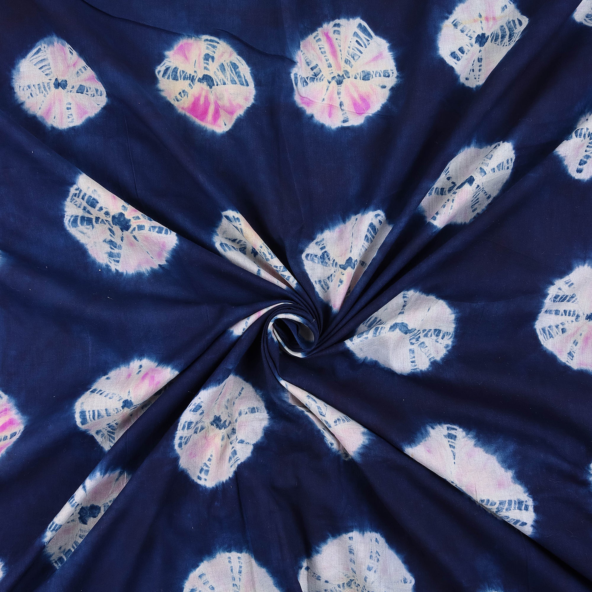 Indian Tie Dye Blue Running Fabric for Kurti