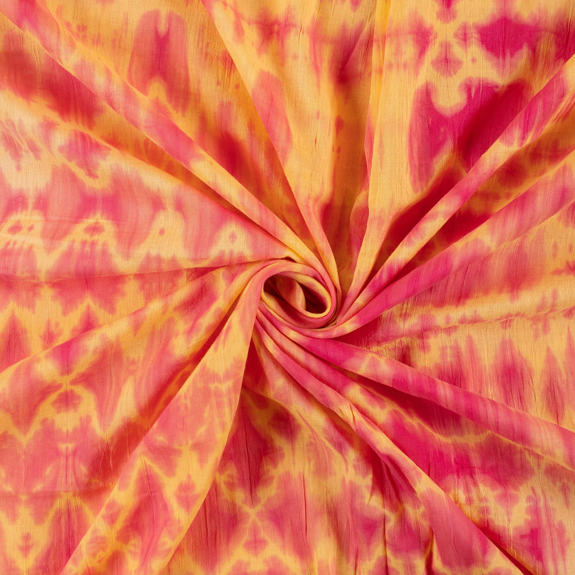 Yellow Organic Cotton Hand Dyed Shibori Fabric