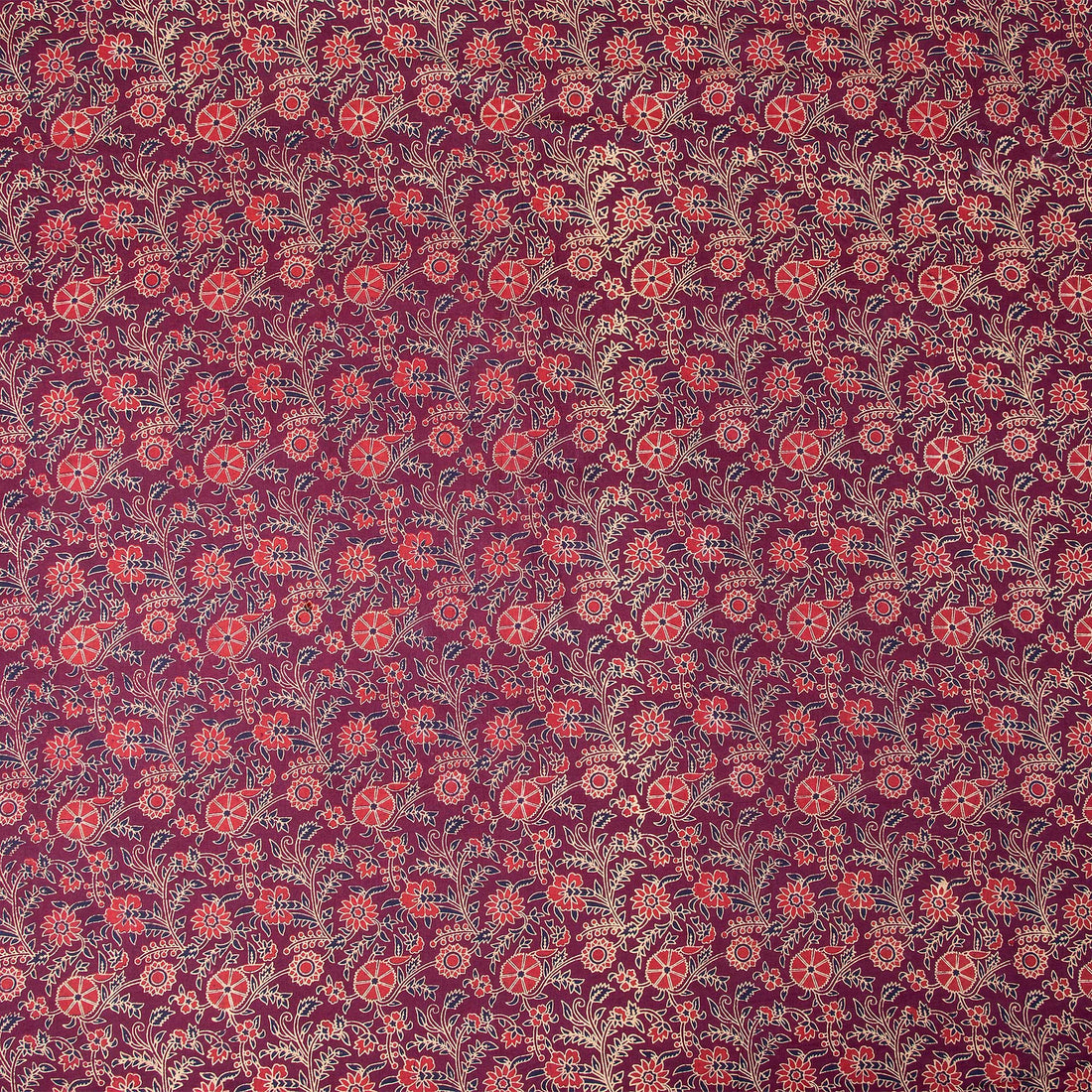 Pink Floral Print Silk Ajarakh Block Printed Cotton Fabric