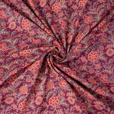 Pink Floral Print Silk Ajarakh Block Printed Cotton Fabric