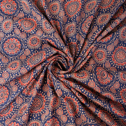 Red Jaal Ajrakh Hand Block Printed Cotton Fabric