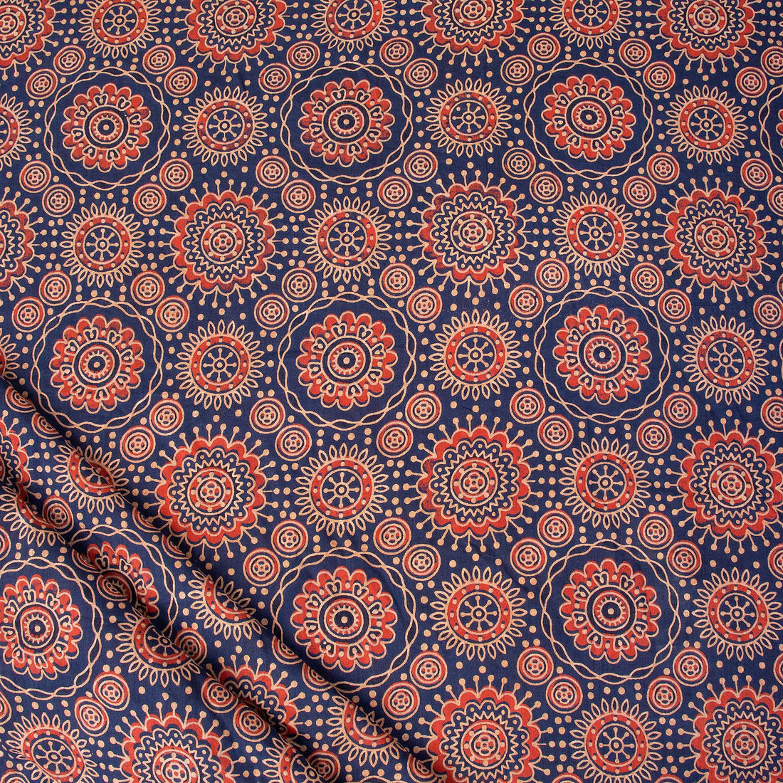Red Jaal Ajrakh Hand Block Printed Cotton Fabric