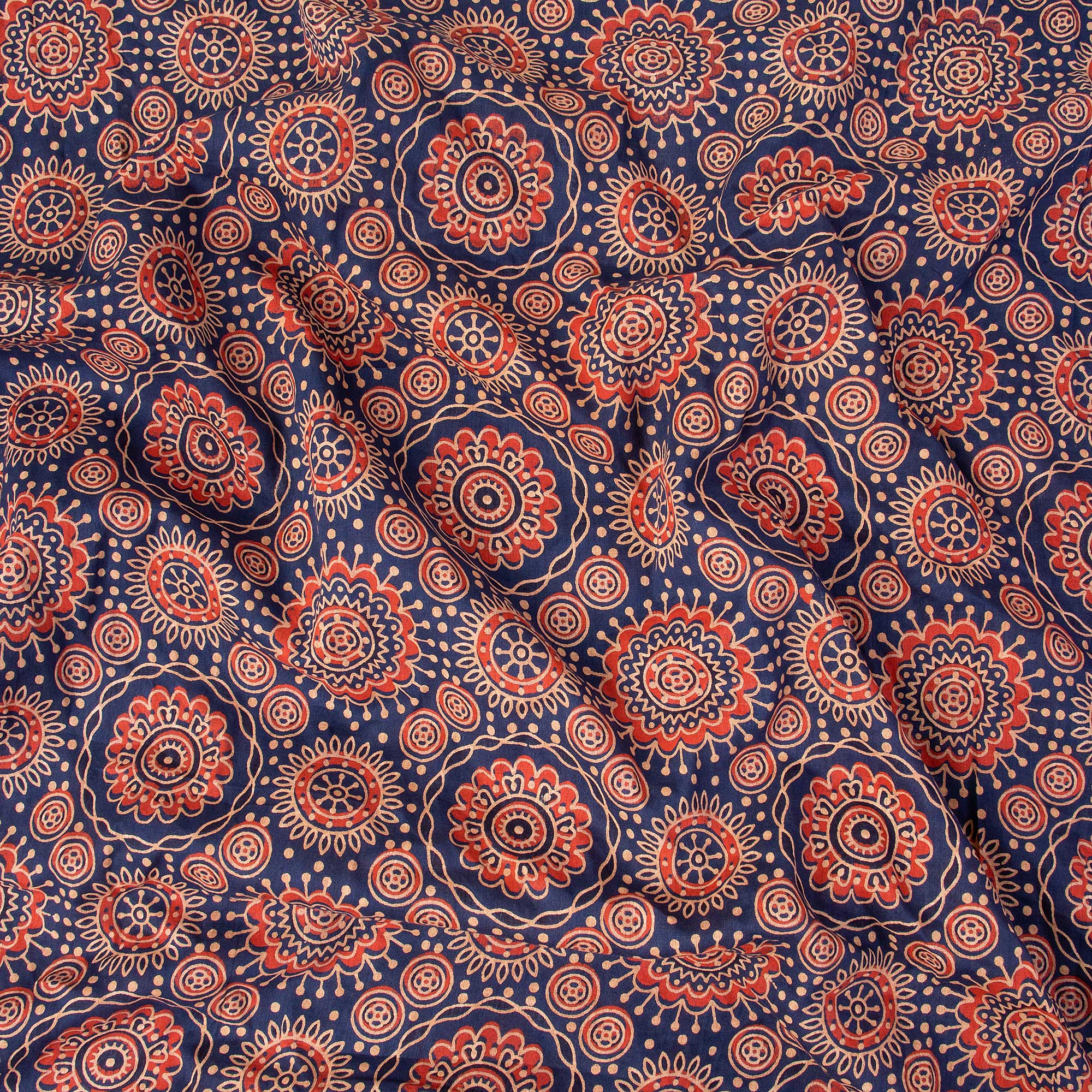 Red Jaal Ajrakh Hand Block Printed Cotton Fabric