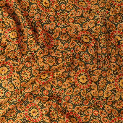 Mustard Yellow Soft Cotton Ajrakh Fabric