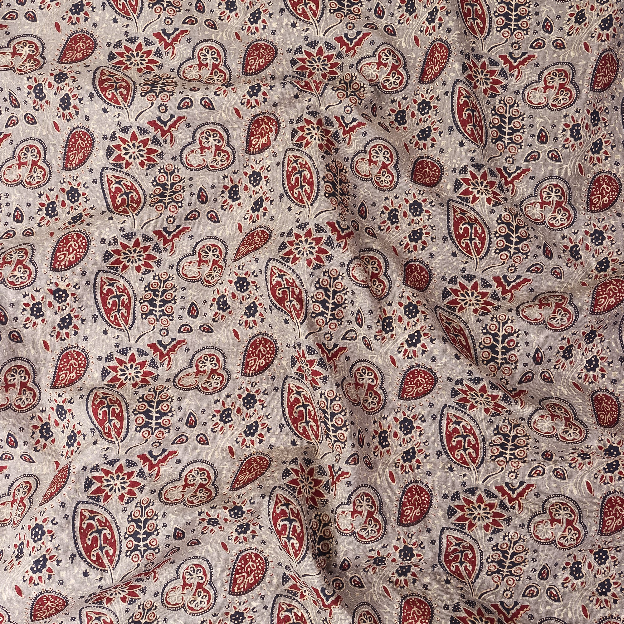 Multicolor Leaf Printed Pure Cotton Ajrakh Fabric online