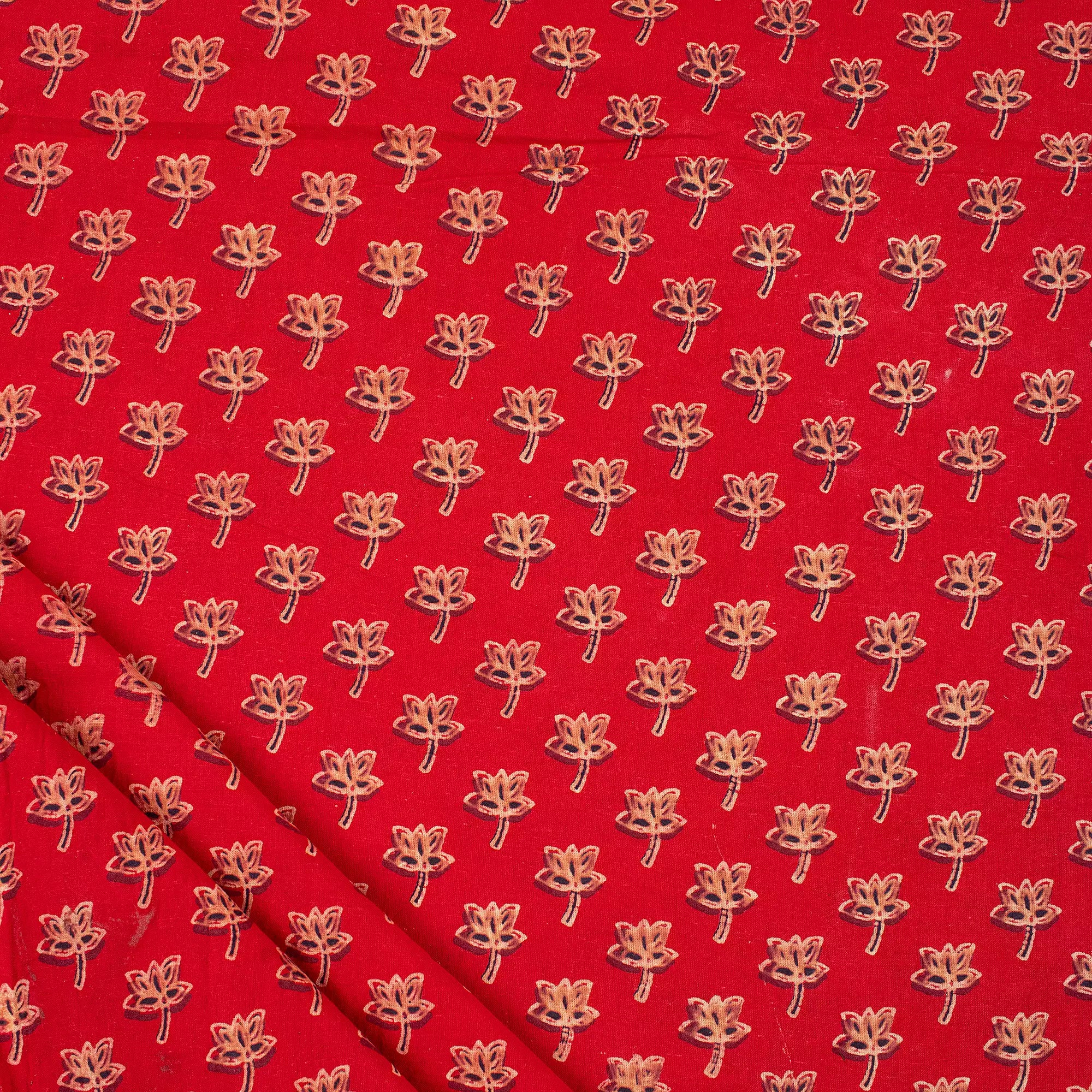 Hand Block Printed Red Pure Cotton Ajrakh Fabric