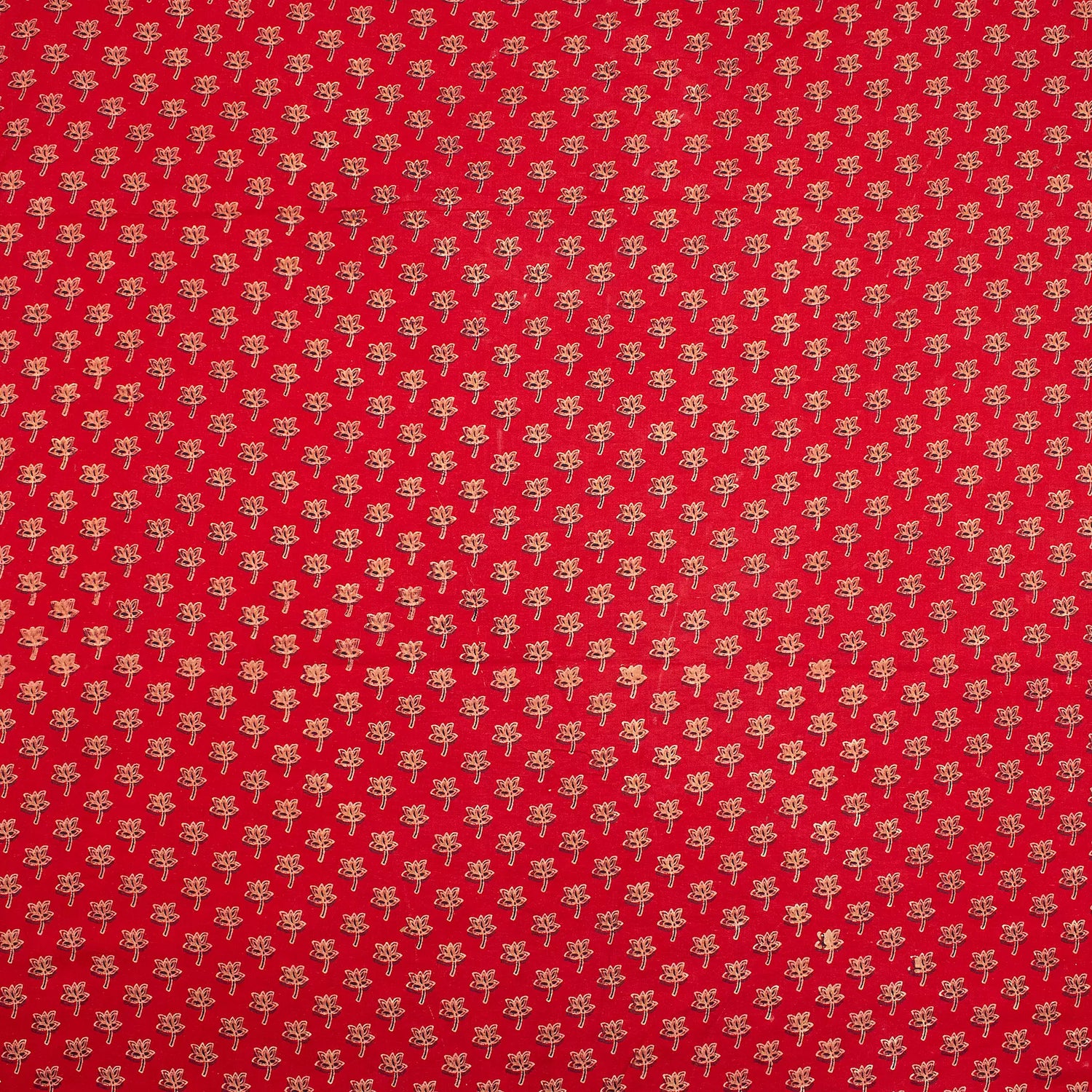 Hand Block Printed Red Pure Cotton Ajrakh Fabric