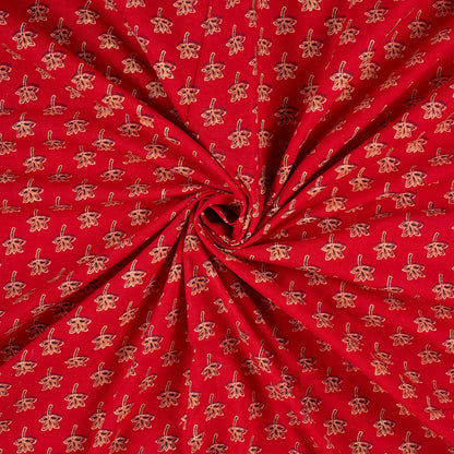 Hand Block Printed Red Pure Cotton Ajrakh Fabric