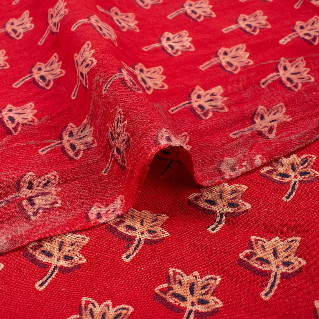 Hand Block Printed Red Pure Cotton Ajrakh Fabric