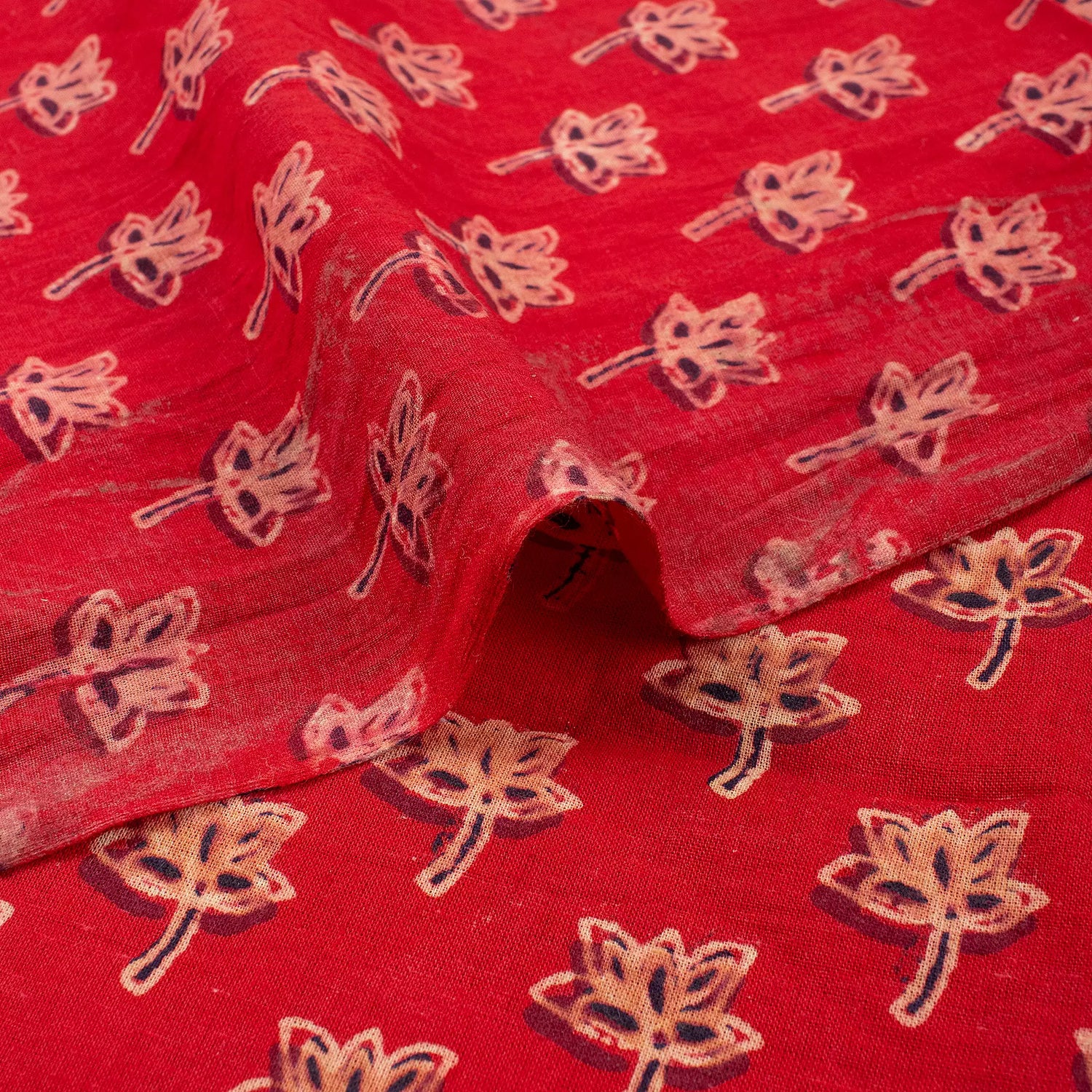 Hand Block Printed Red Pure Cotton Ajrakh Fabric