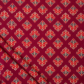 Floral Print Hand Block Ajrakh Fabric Online