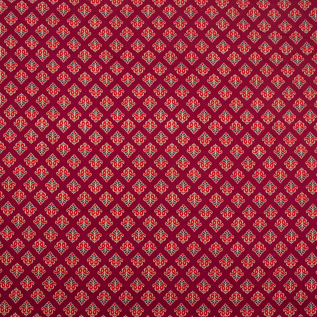 Floral Print Hand Block Ajrakh Fabric Online