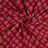 Floral Print Hand Block Ajrakh Fabric Online