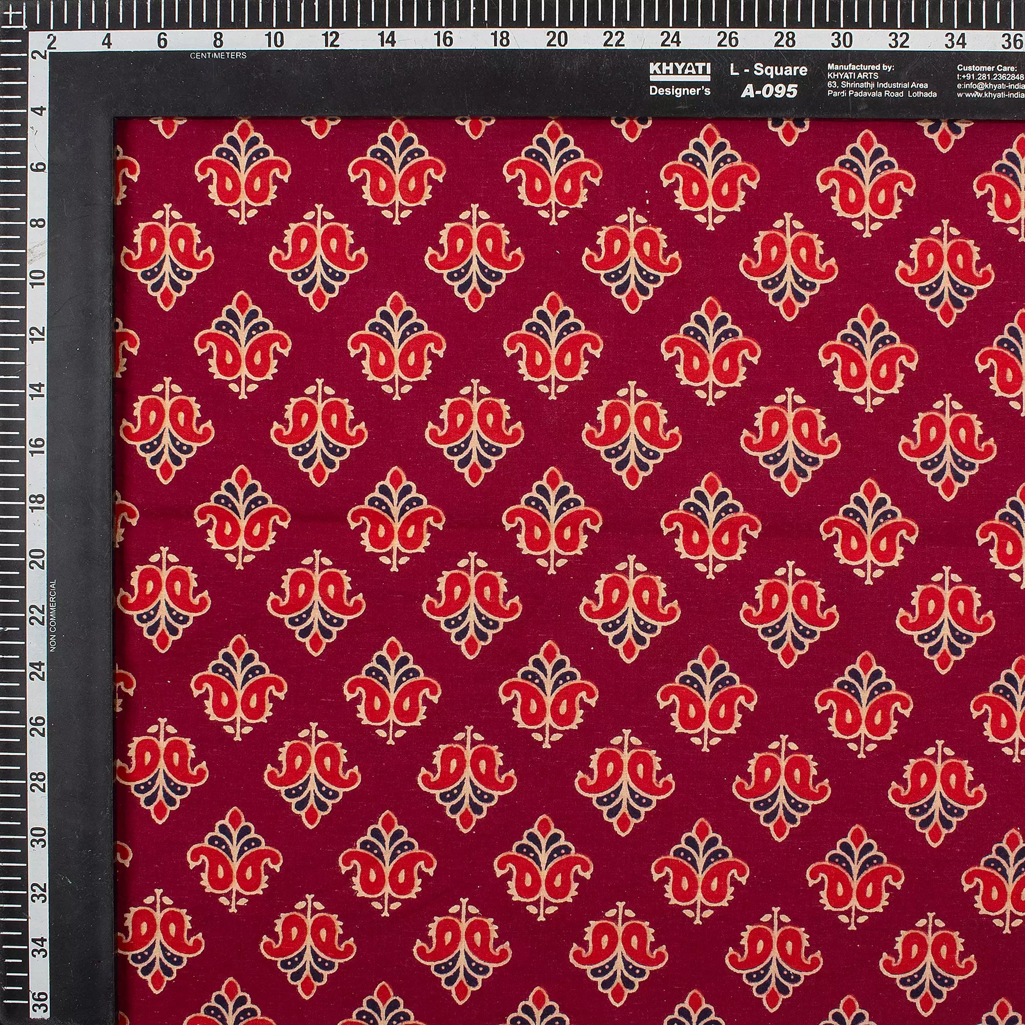 Floral Print Hand Block Ajrakh Fabric Online