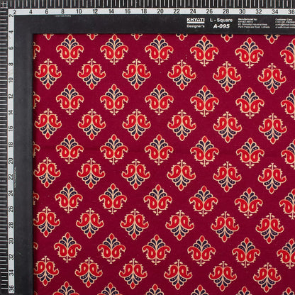 Floral Print Hand Block Ajrakh Fabric Online