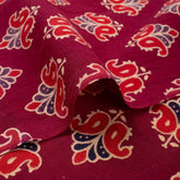 Floral Print Hand Block Ajrakh Fabric Online