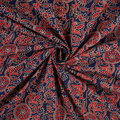 Organic Cotton Hand Block Ajrakh Running Fabric