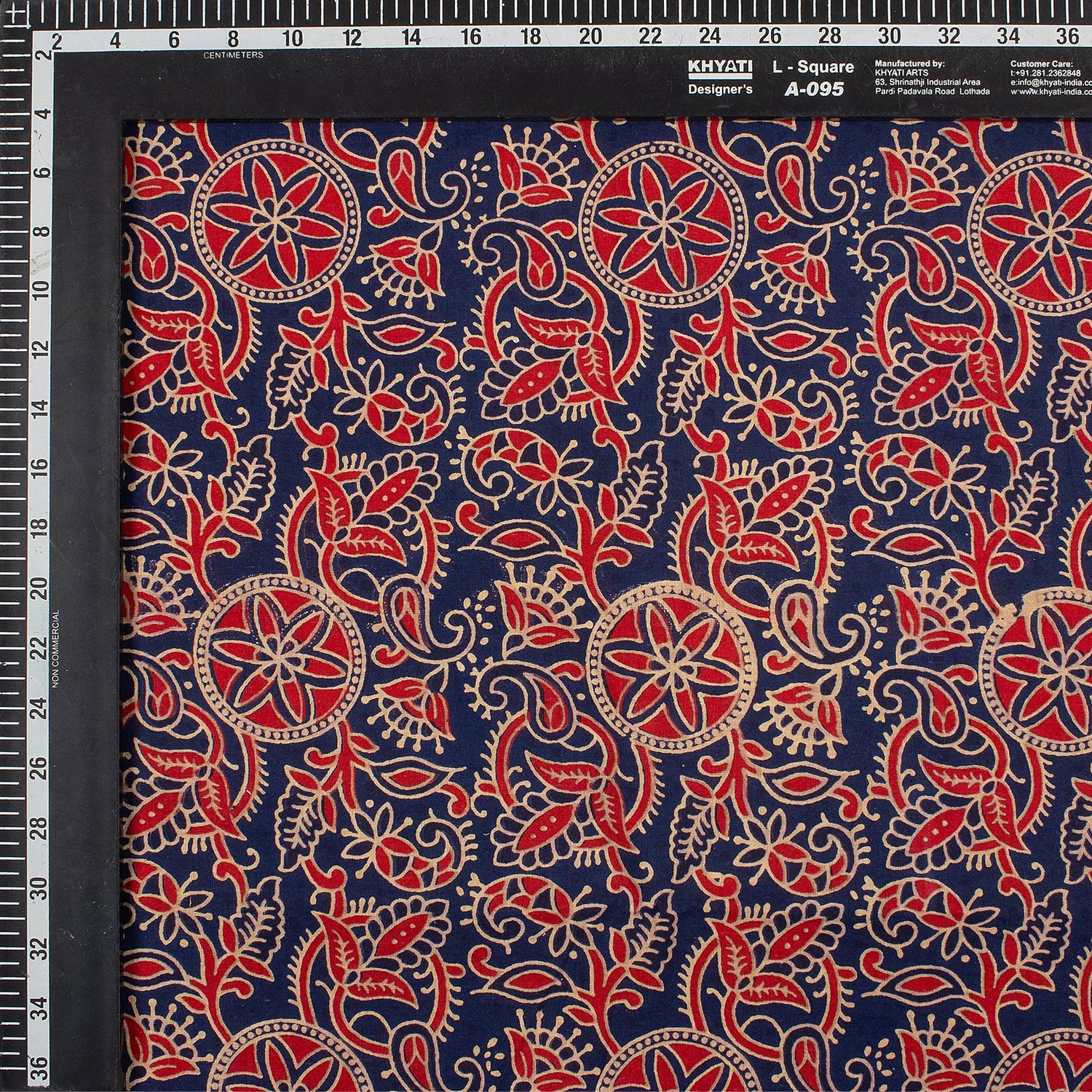 Organic Cotton Hand Block Ajrakh Running Fabric