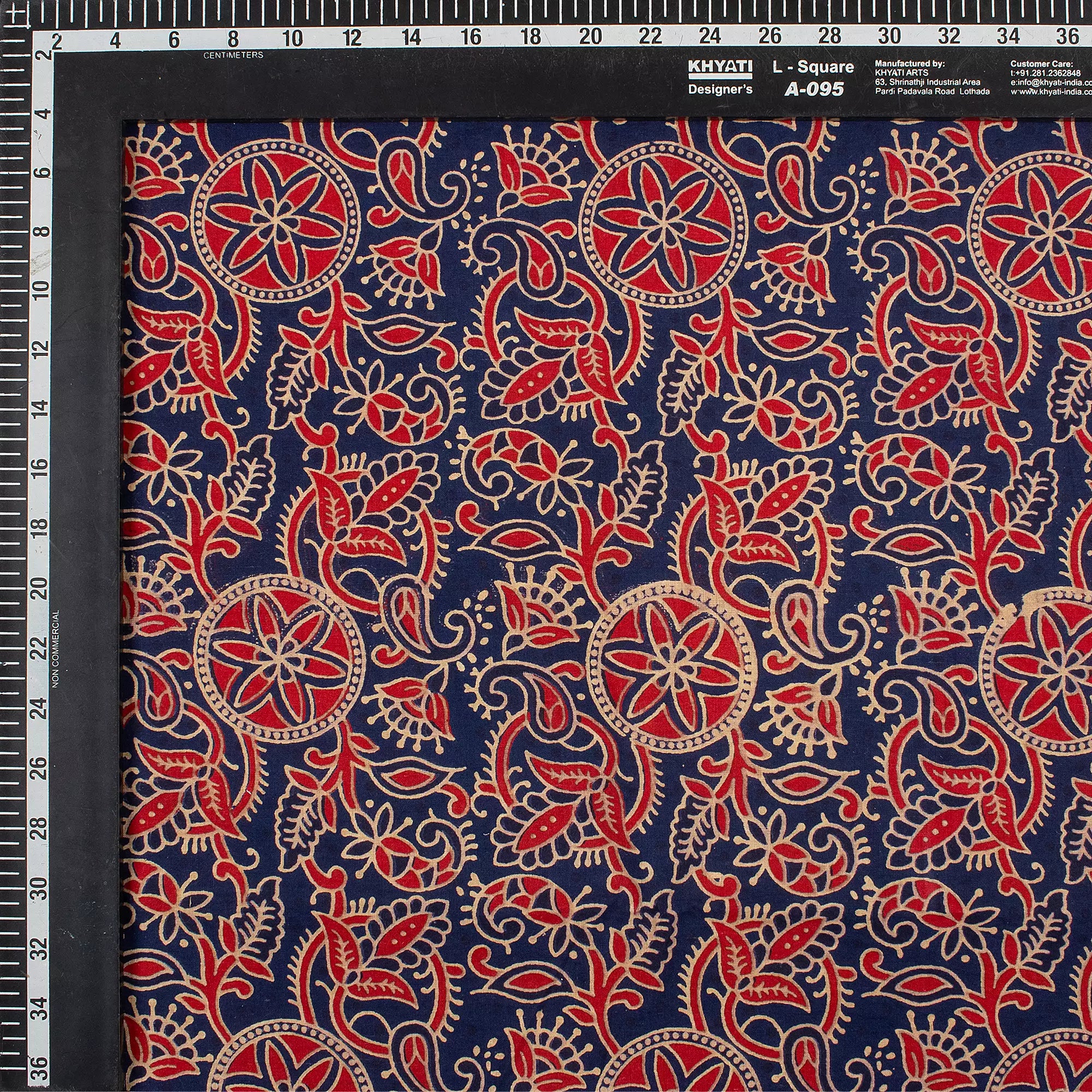 Organic Cotton Hand Block Ajrakh Running Fabric