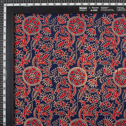 Organic Cotton Hand Block Ajrakh Running Fabric