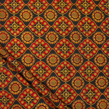 Geometric Hand Block Printed Cotton Ajrakh Fabric