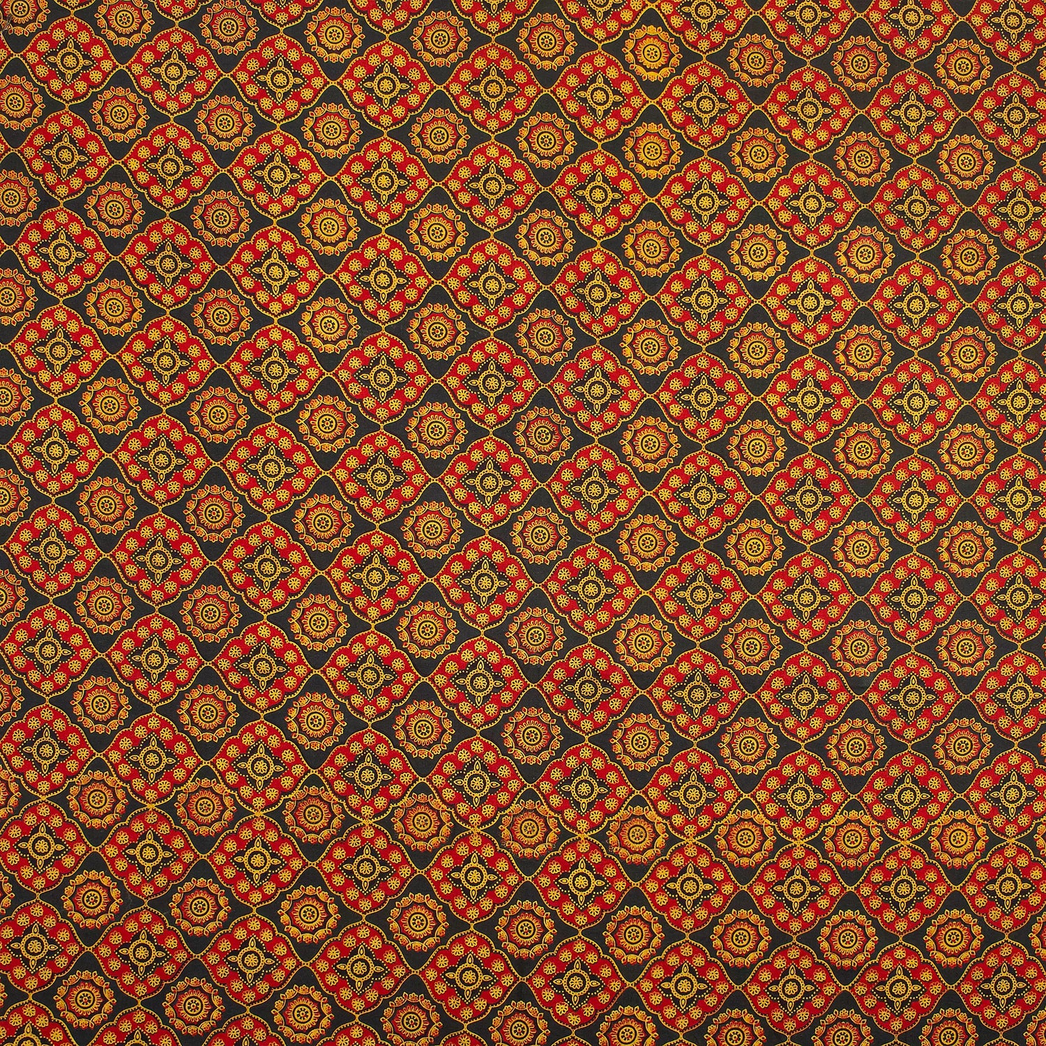 Geometric Hand Block Printed Cotton Ajrakh Fabric